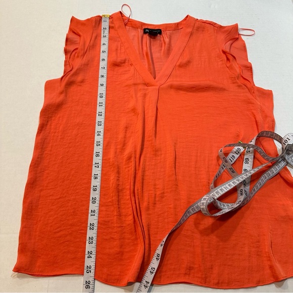 Jones New York Orange Blouse Flutter Sleeve V-Neck, Size XL - Picture 10 of 10